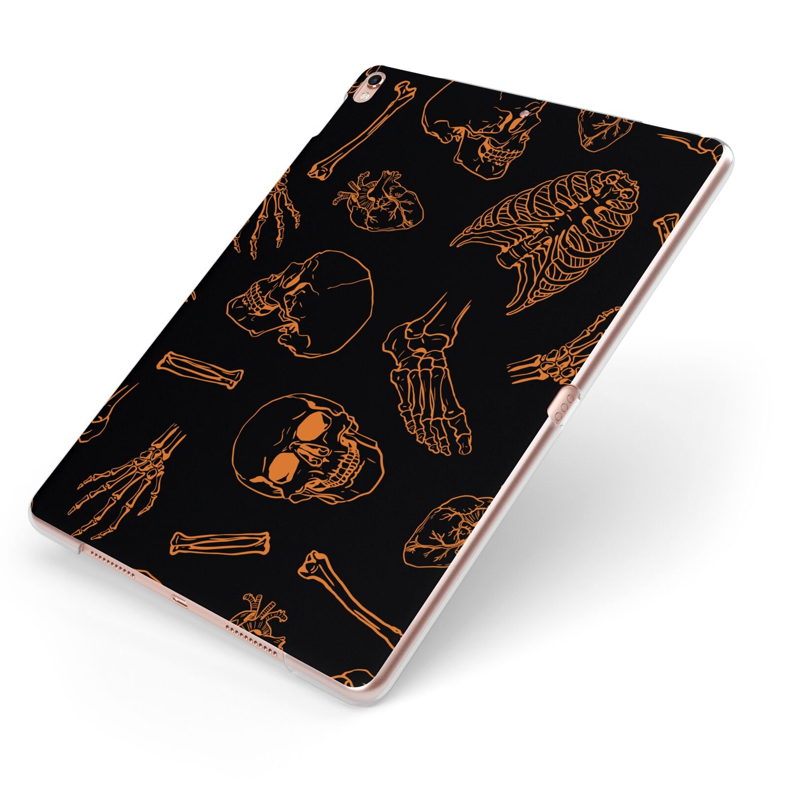 Orange Skeleton Illustrations Apple iPad Case on Rose Gold iPad Side View