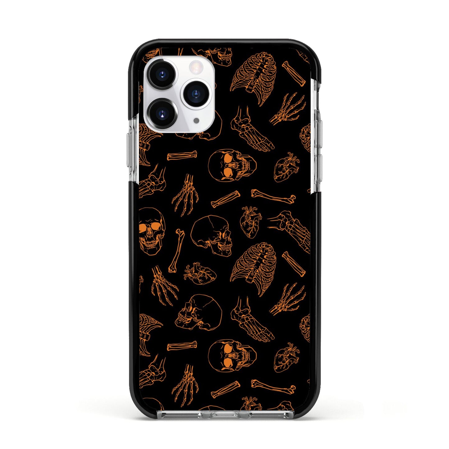 Orange Skeleton Illustrations Apple iPhone 11 Pro in Silver with Black Impact Case