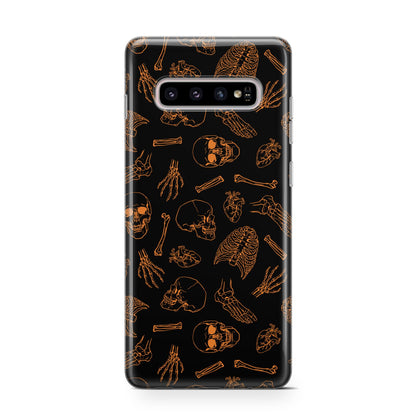 Orange Skeleton Illustrations Samsung Galaxy S10 Case