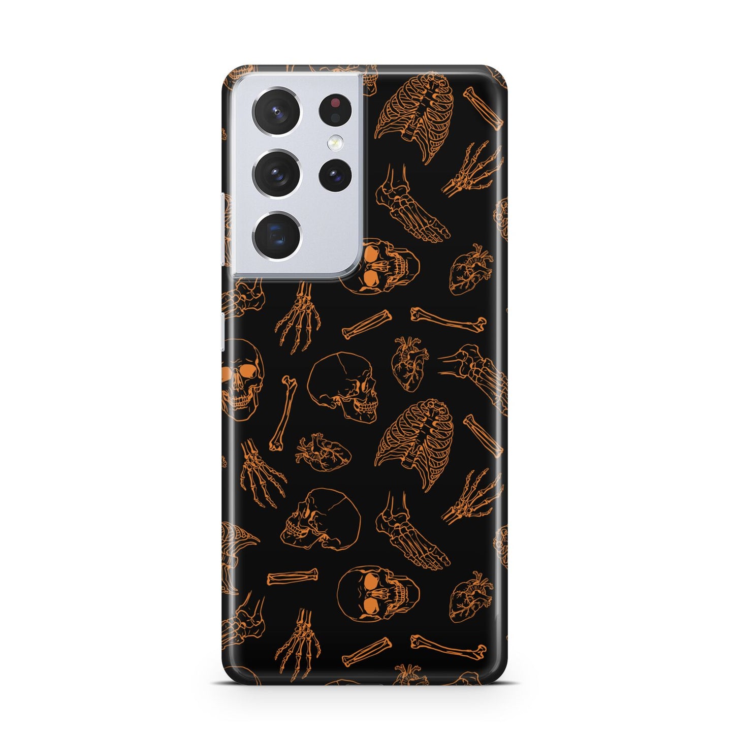 Orange Skeleton Illustrations Samsung S21 Ultra Case