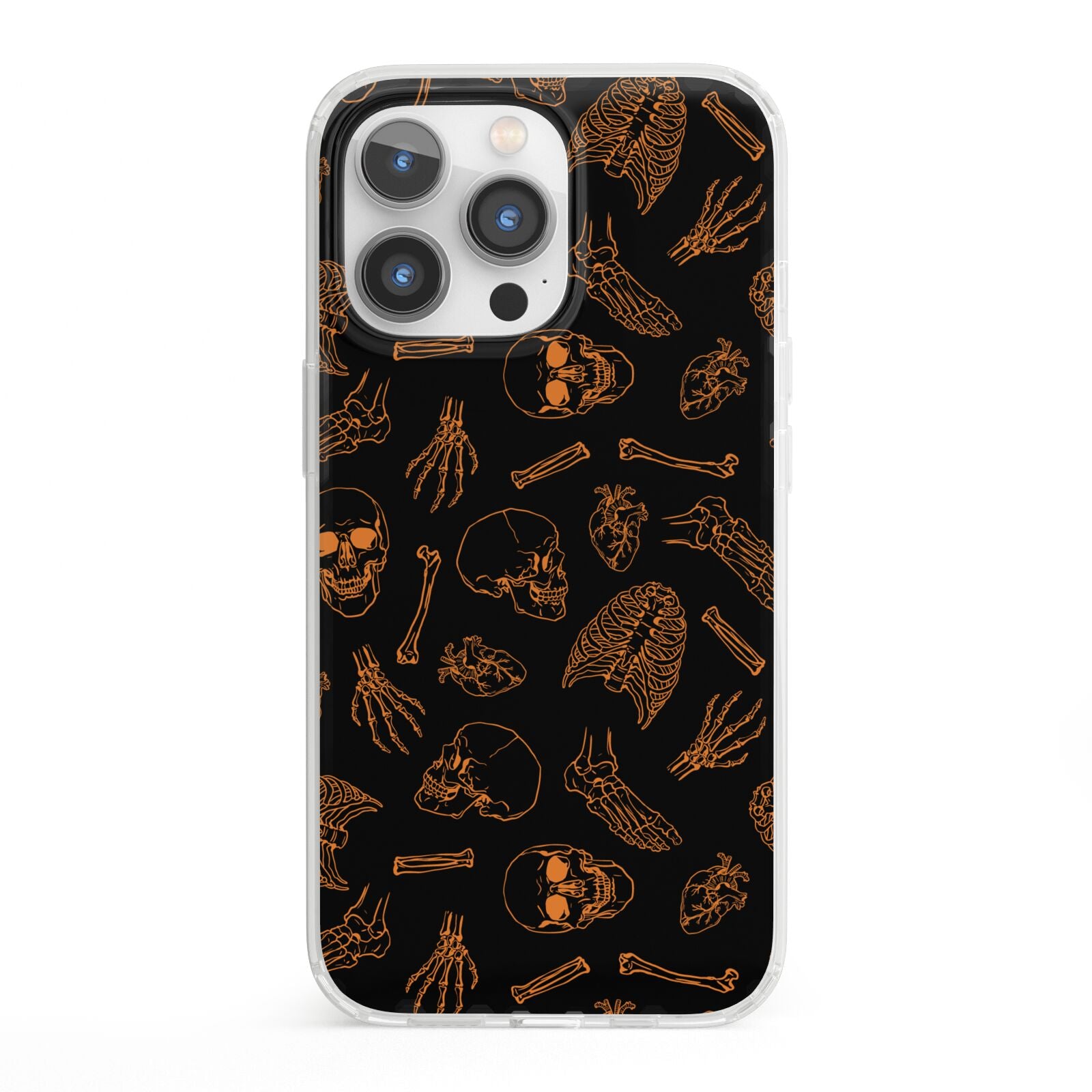 Orange Skeleton Illustrations iPhone 13 Pro Clear Bumper Case