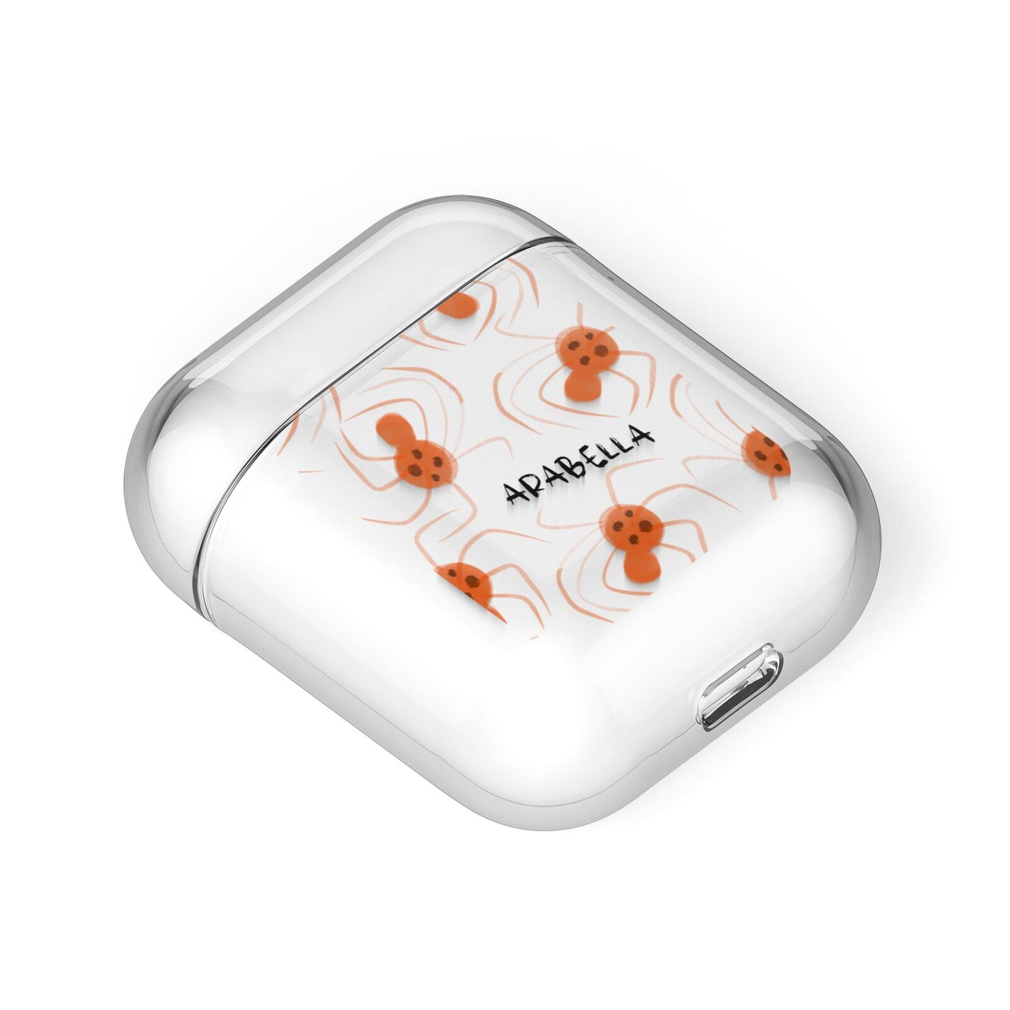 Orange Spiders Personalised AirPods Case Laid Flat