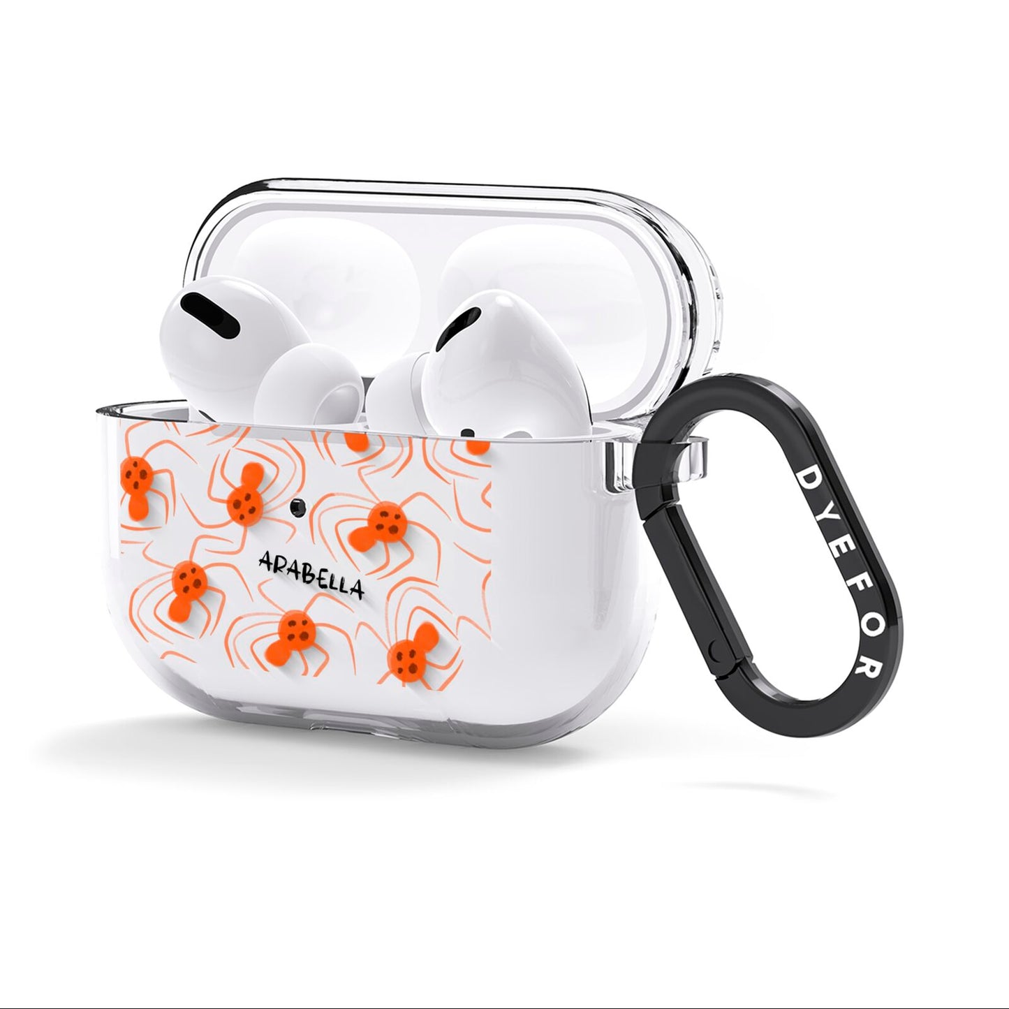 Orange Spiders Personalised AirPods Clear Case 3rd Gen Side Image