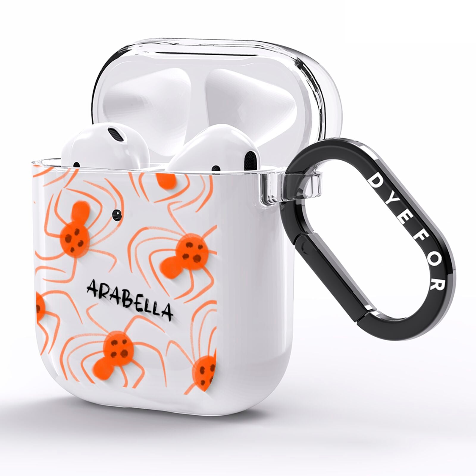 Orange Spiders Personalised AirPods Clear Case Side Image