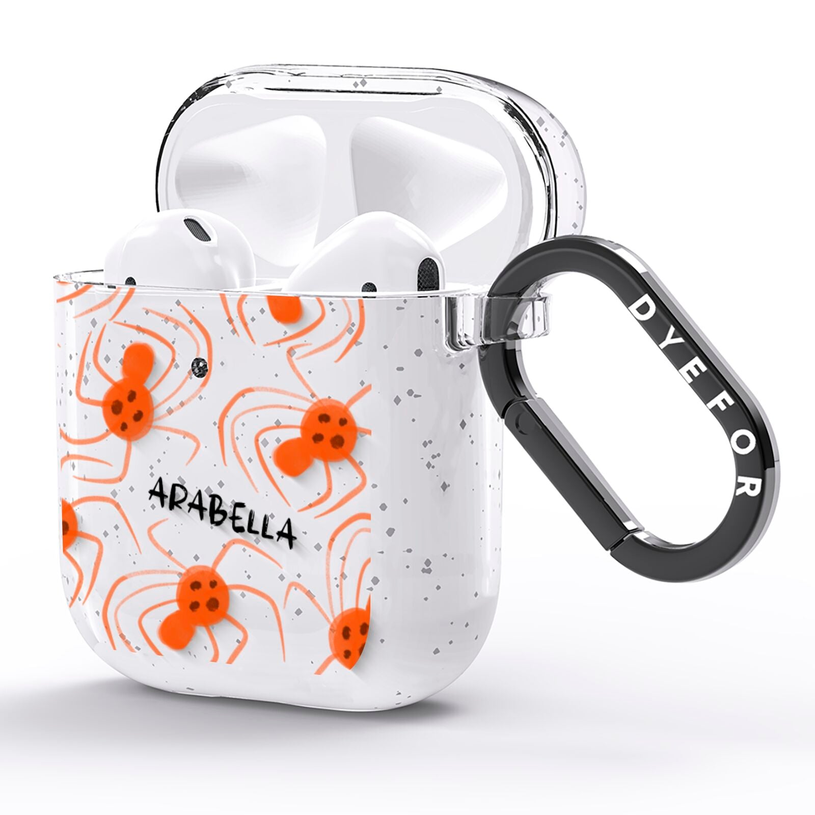 Orange Spiders Personalised AirPods Glitter Case Side Image