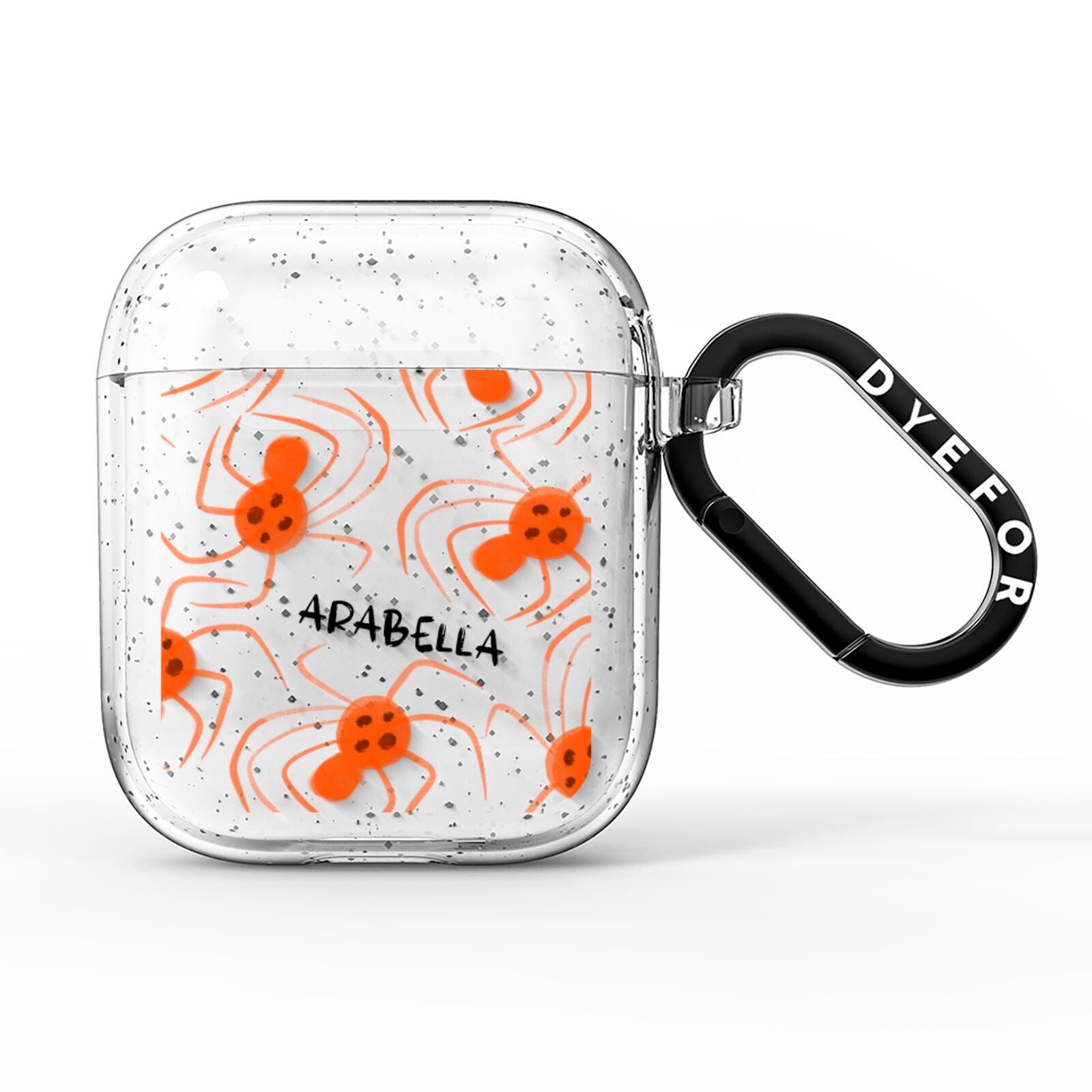 Orange Spiders Personalised AirPods Glitter Case