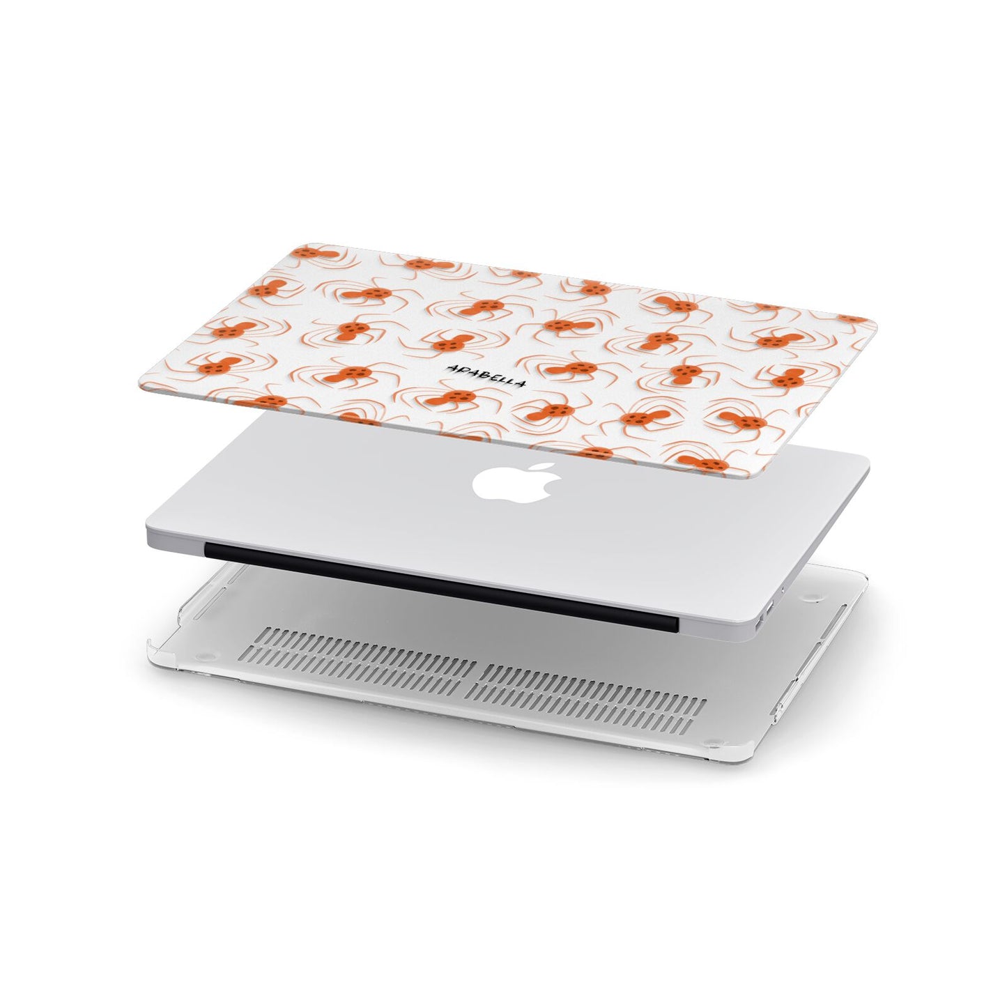 Orange Spiders Personalised Apple MacBook Case in Detail