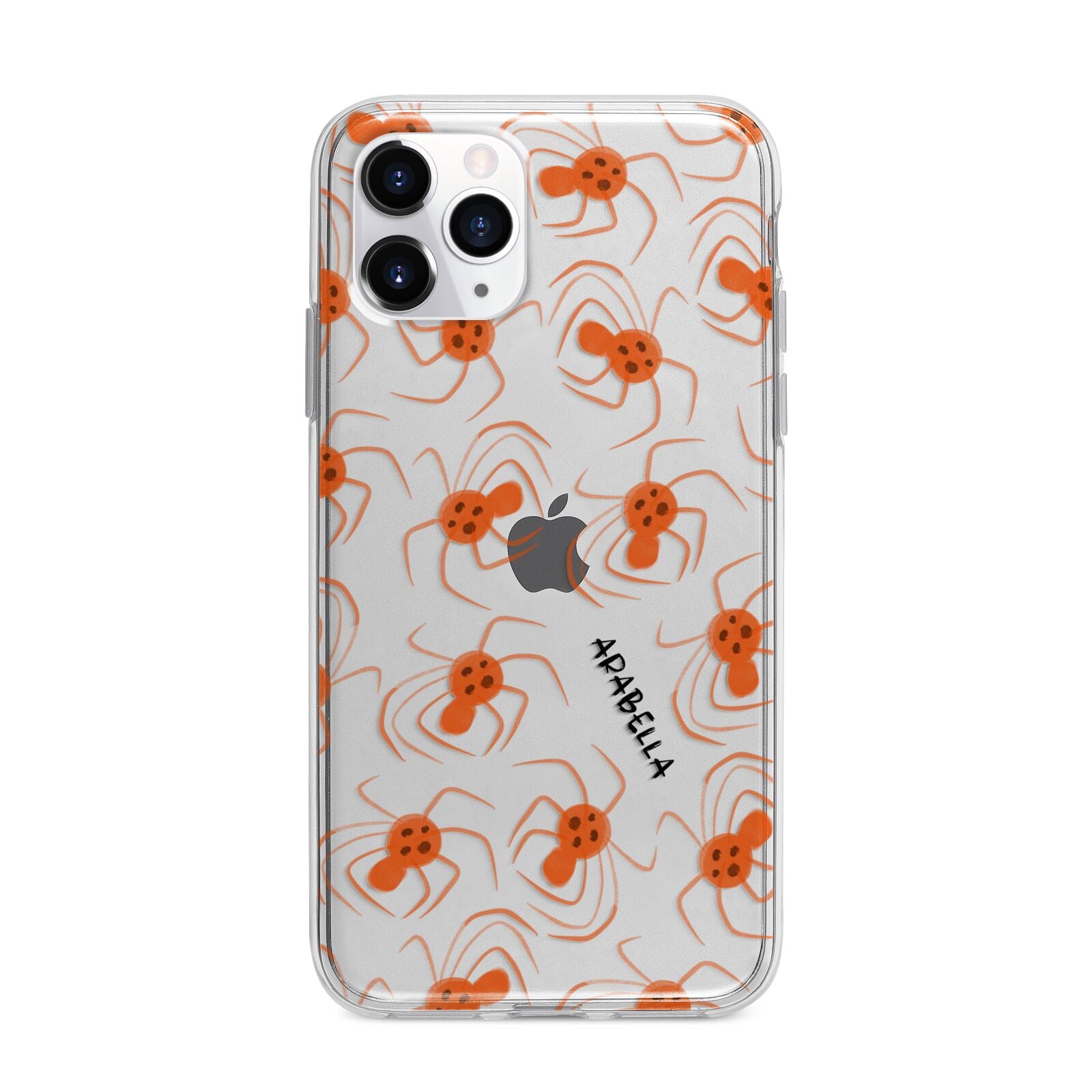 Orange Spiders Personalised Apple iPhone 11 Pro Max in Silver with Bumper Case