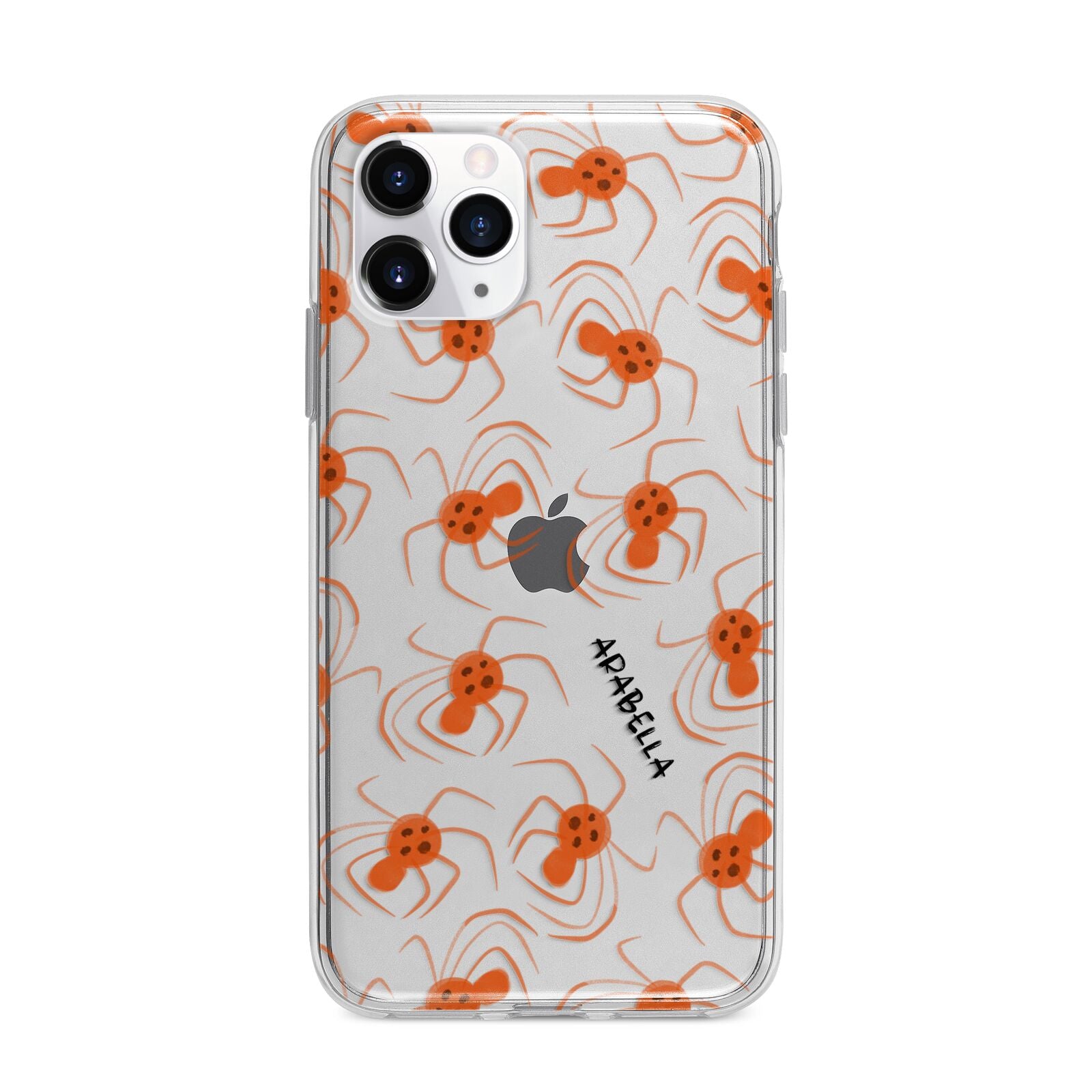 Orange Spiders Personalised Apple iPhone 11 Pro in Silver with Bumper Case