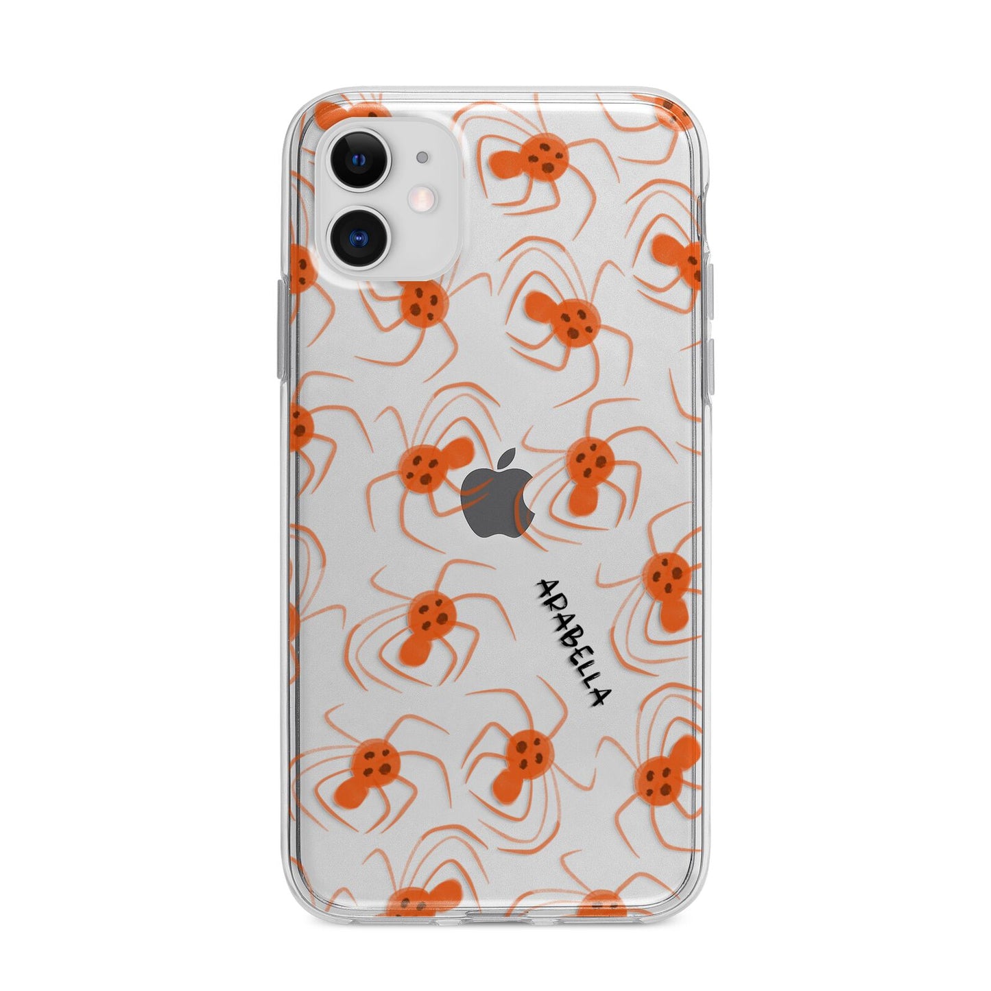 Orange Spiders Personalised Apple iPhone 11 in White with Bumper Case