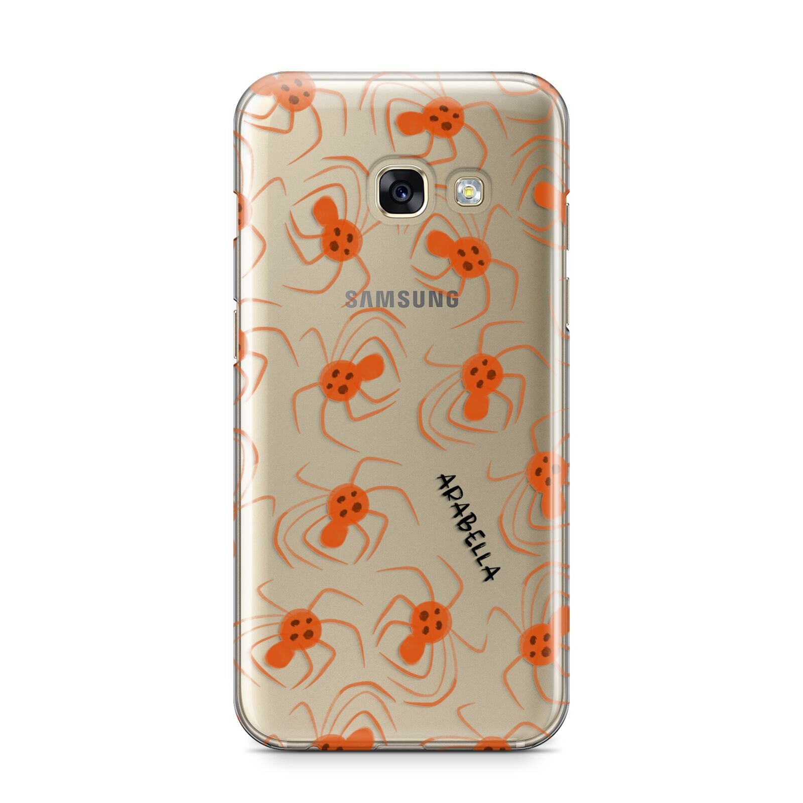 Orange Spiders Personalised Samsung Galaxy A3 2017 Case on gold phone