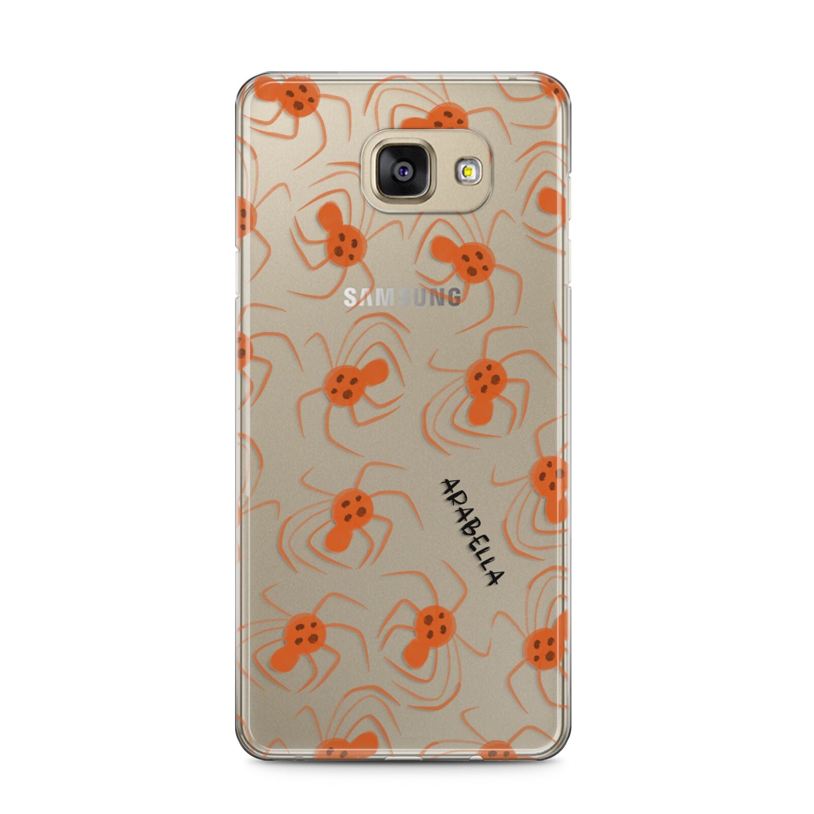 Orange Spiders Personalised Samsung Galaxy A5 2016 Case on gold phone