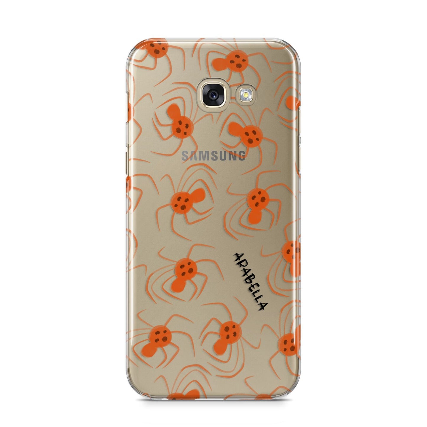 Orange Spiders Personalised Samsung Galaxy A5 2017 Case on gold phone