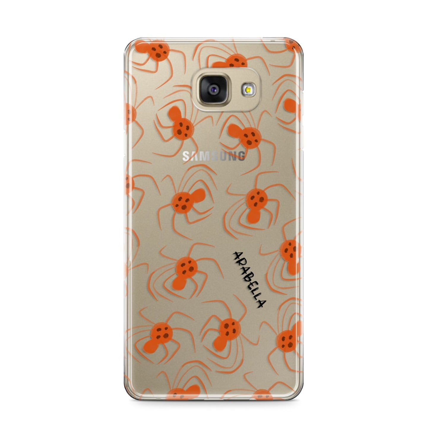 Orange Spiders Personalised Samsung Galaxy A9 2016 Case on gold phone