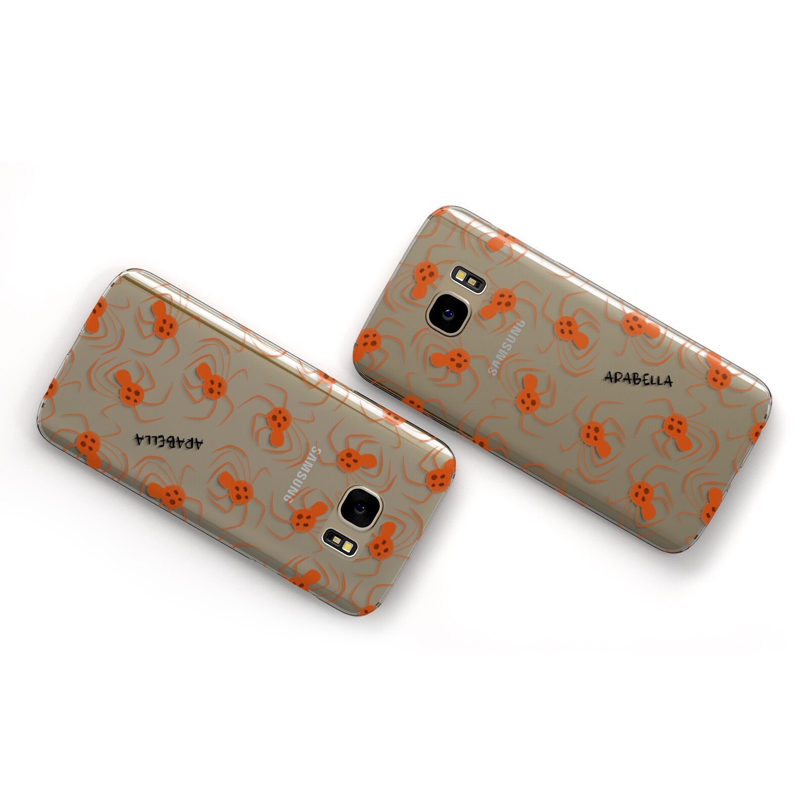 Orange Spiders Personalised Samsung Galaxy Case Flat Overview