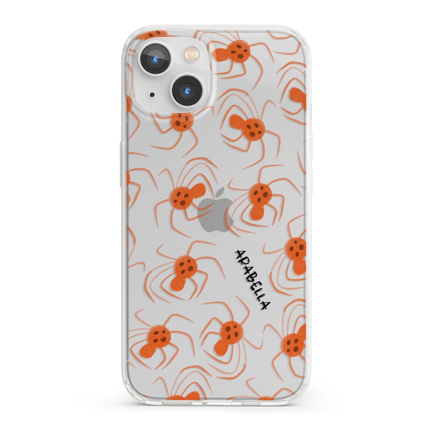 Orange Spiders Personalised iPhone 13 Clear Bumper Case