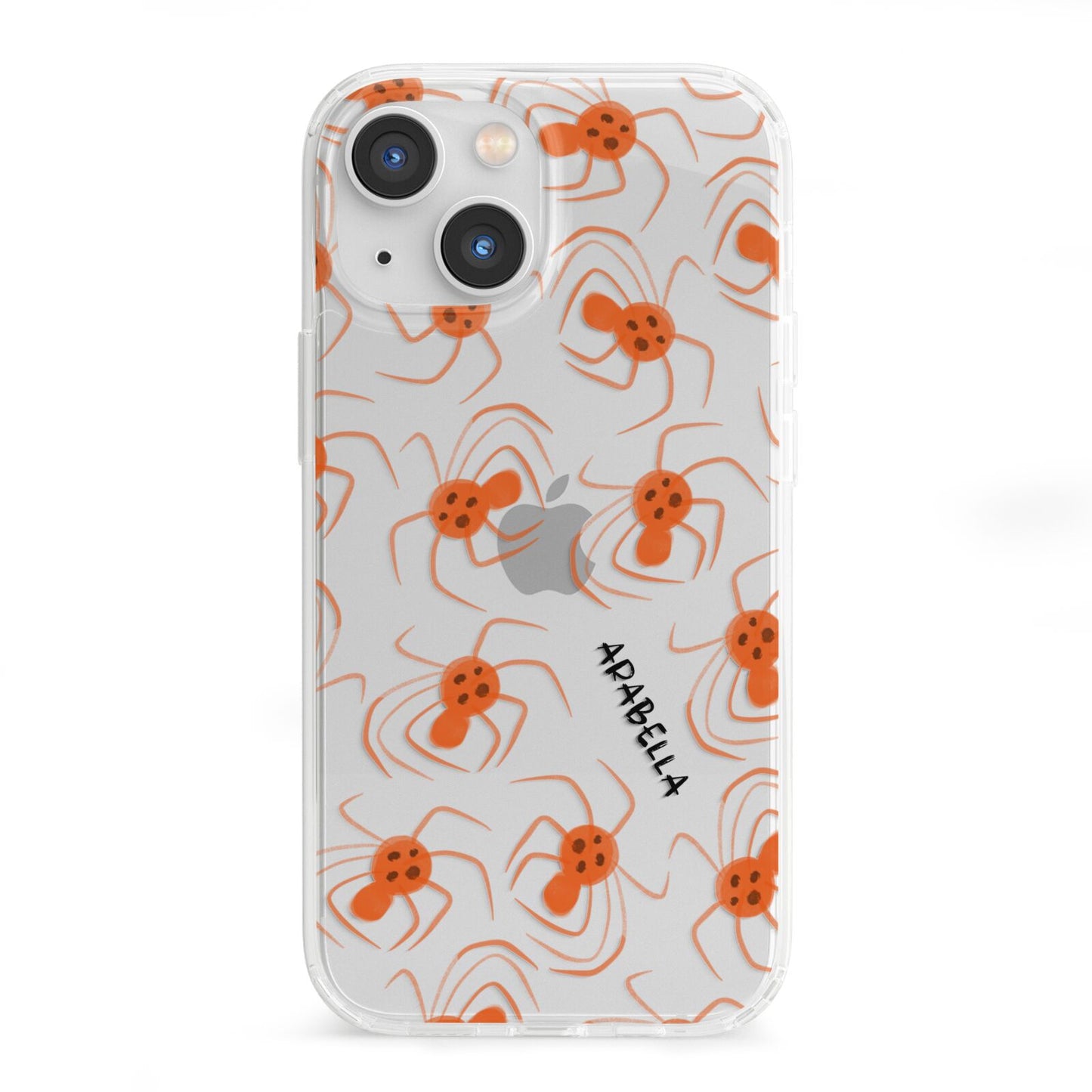 Orange Spiders Personalised iPhone 13 Mini Clear Bumper Case