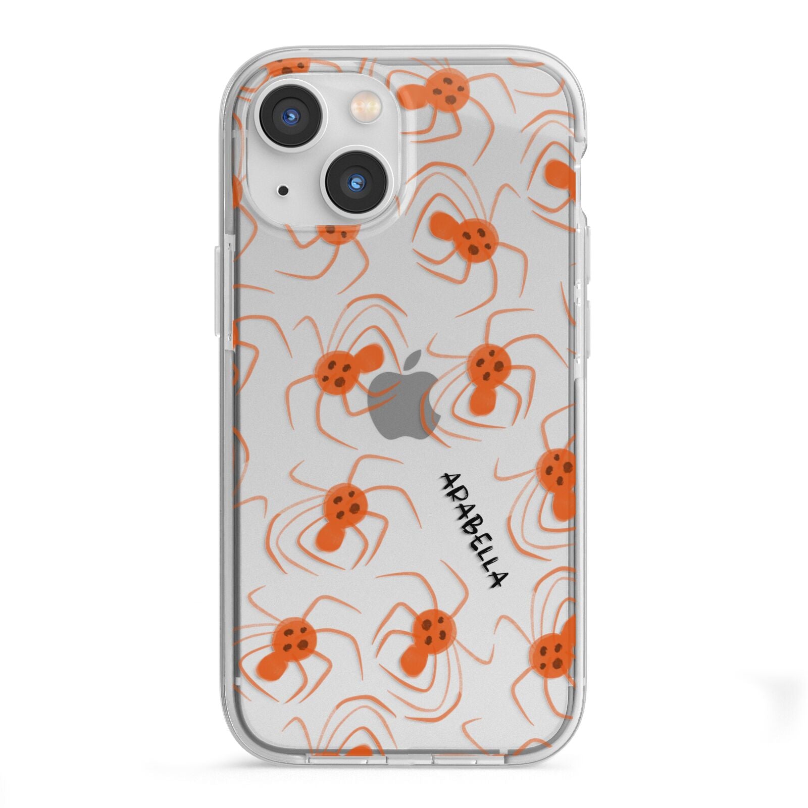 Orange Spiders Personalised iPhone 13 Mini TPU Impact Case with White Edges