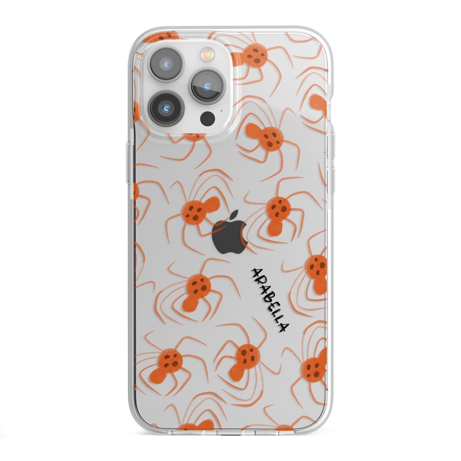 Orange Spiders Personalised iPhone 13 Pro Max TPU Impact Case with White Edges