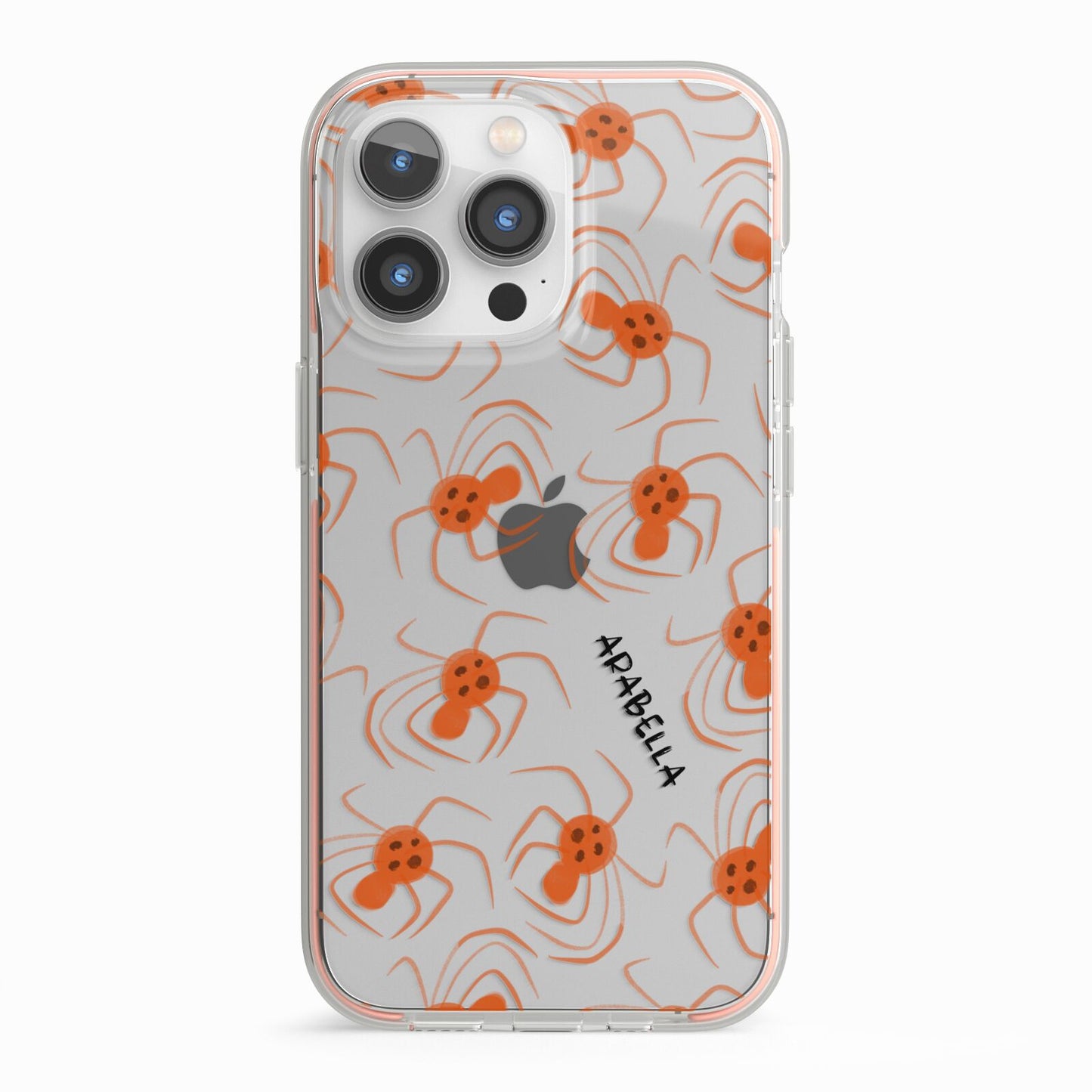 Orange Spiders Personalised iPhone 13 Pro TPU Impact Case with Pink Edges