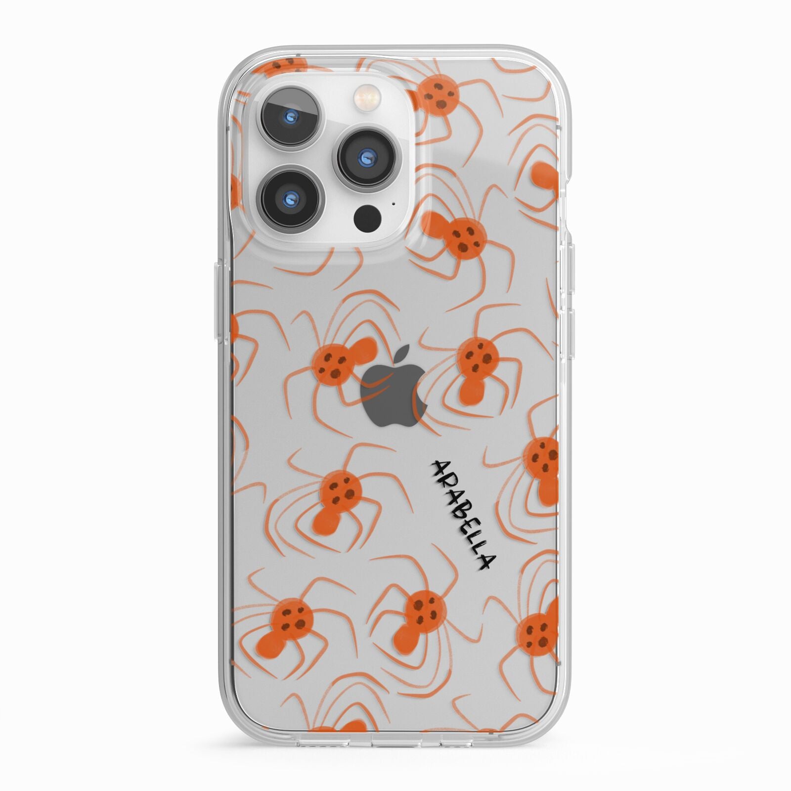 Orange Spiders Personalised iPhone 13 Pro TPU Impact Case with White Edges