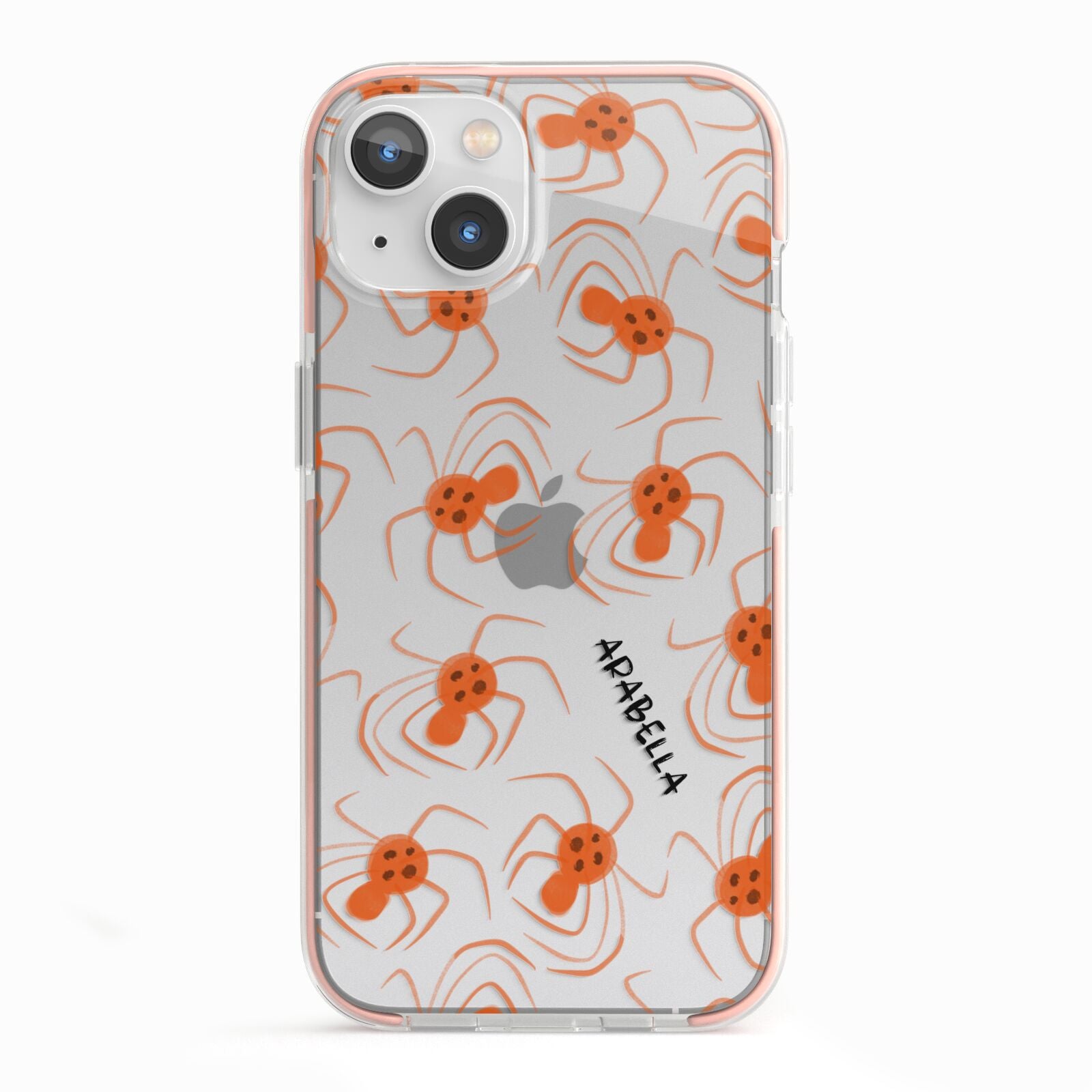 Orange Spiders Personalised iPhone 13 TPU Impact Case with Pink Edges