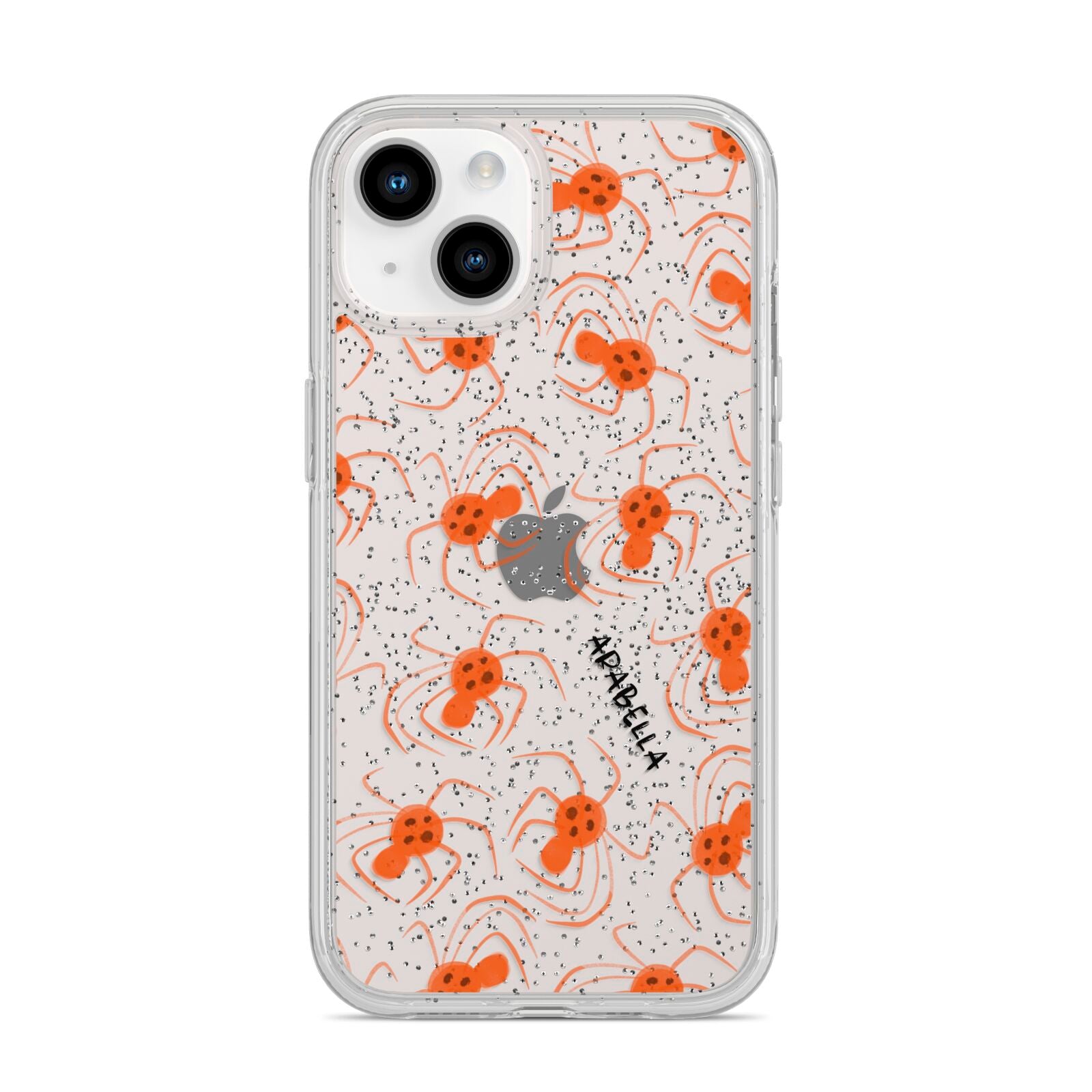 Orange Spiders Personalised iPhone 14 Glitter Tough Case Starlight