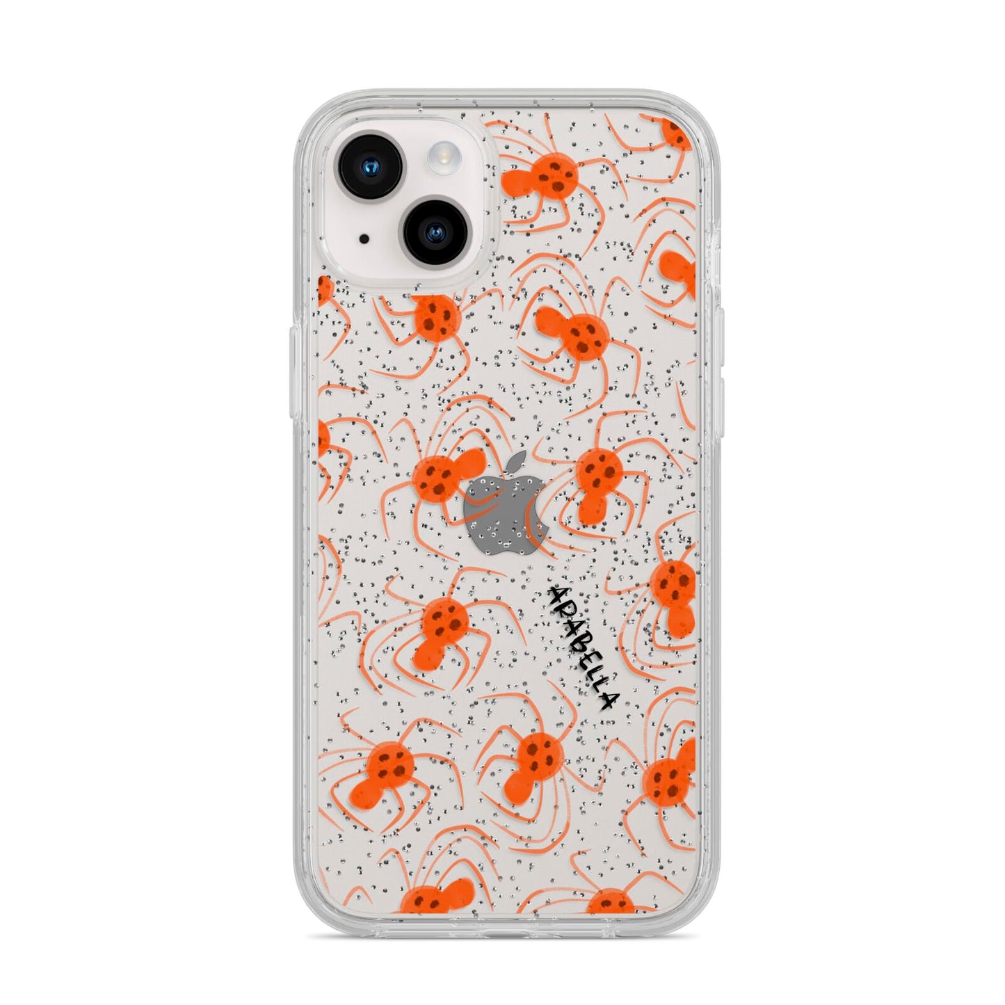 Orange Spiders Personalised iPhone 14 Plus Glitter Tough Case Starlight