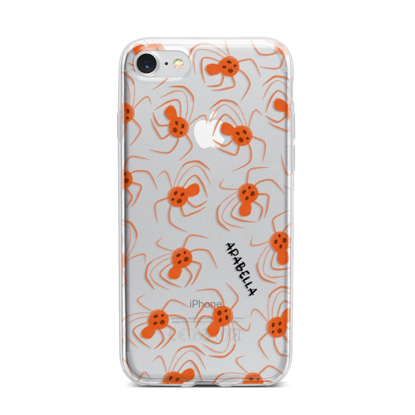 Orange Spiders Personalised iPhone 7 Bumper Case on Silver iPhone