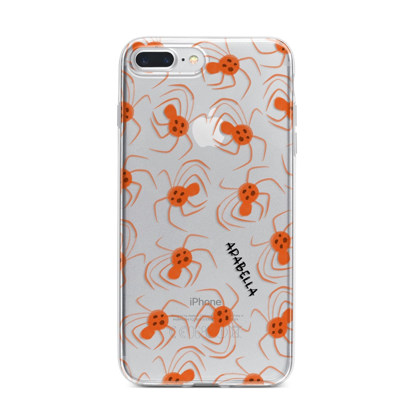 Orange Spiders Personalised iPhone 7 Plus Bumper Case on Silver iPhone