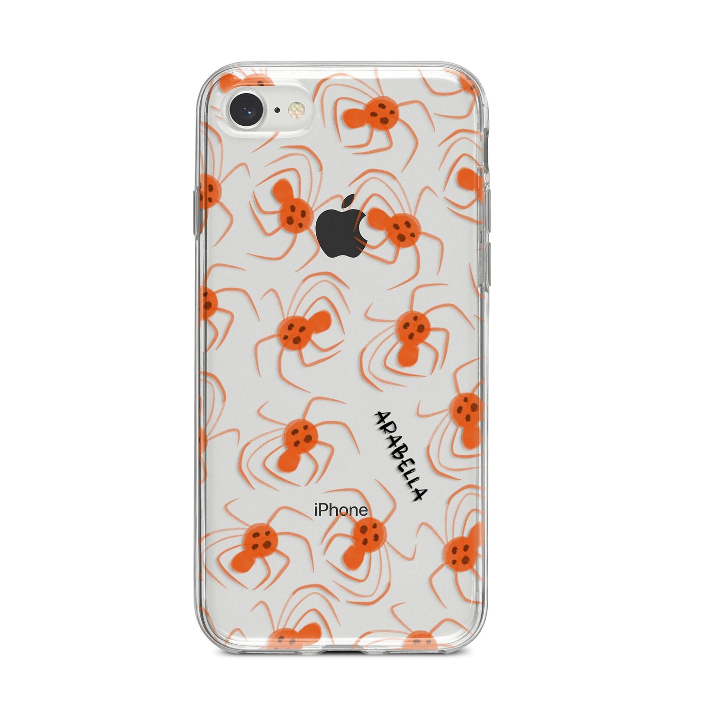 Orange Spiders Personalised iPhone 8 Bumper Case on Silver iPhone