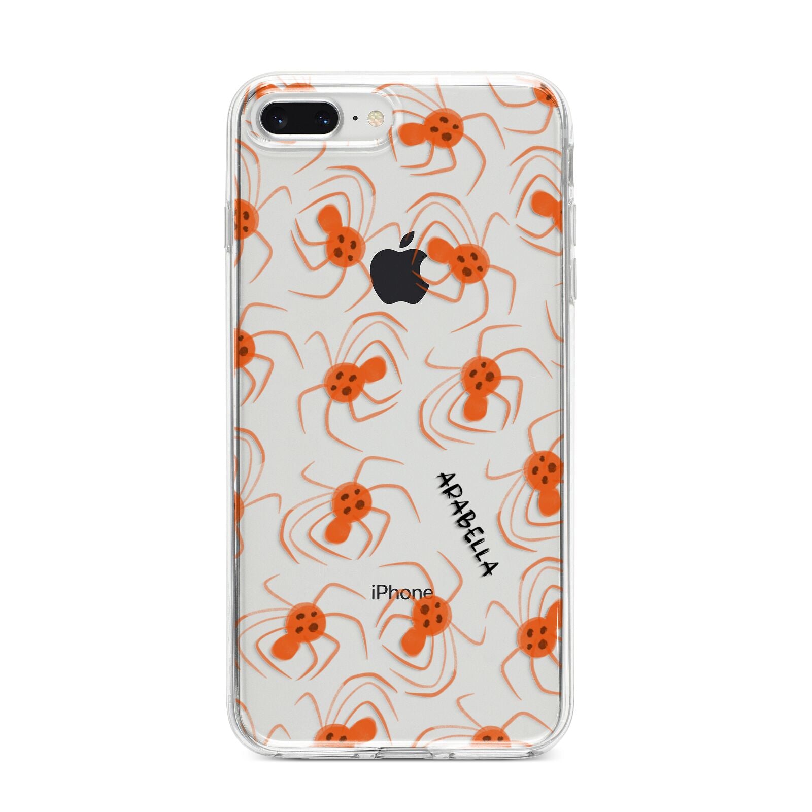 Orange Spiders Personalised iPhone 8 Plus Bumper Case on Silver iPhone