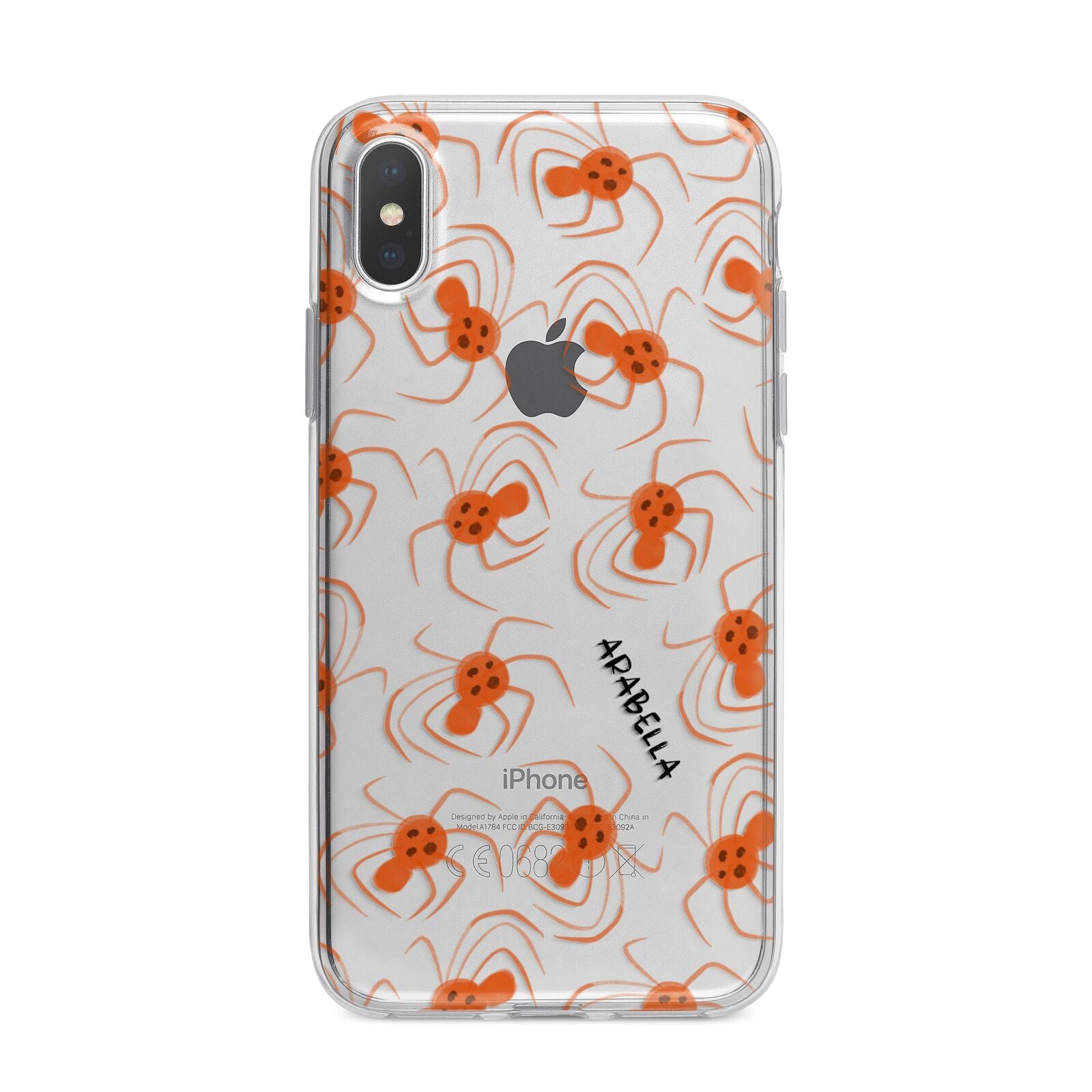 Orange Spiders Personalised iPhone X Bumper Case on Silver iPhone Alternative Image 1