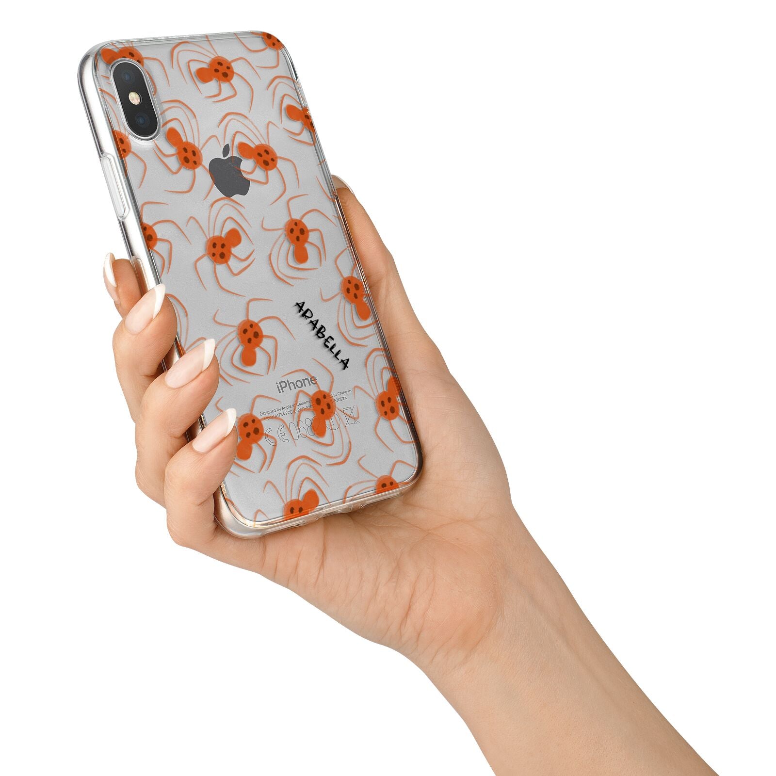 Orange Spiders Personalised iPhone X Bumper Case on Silver iPhone Alternative Image 2