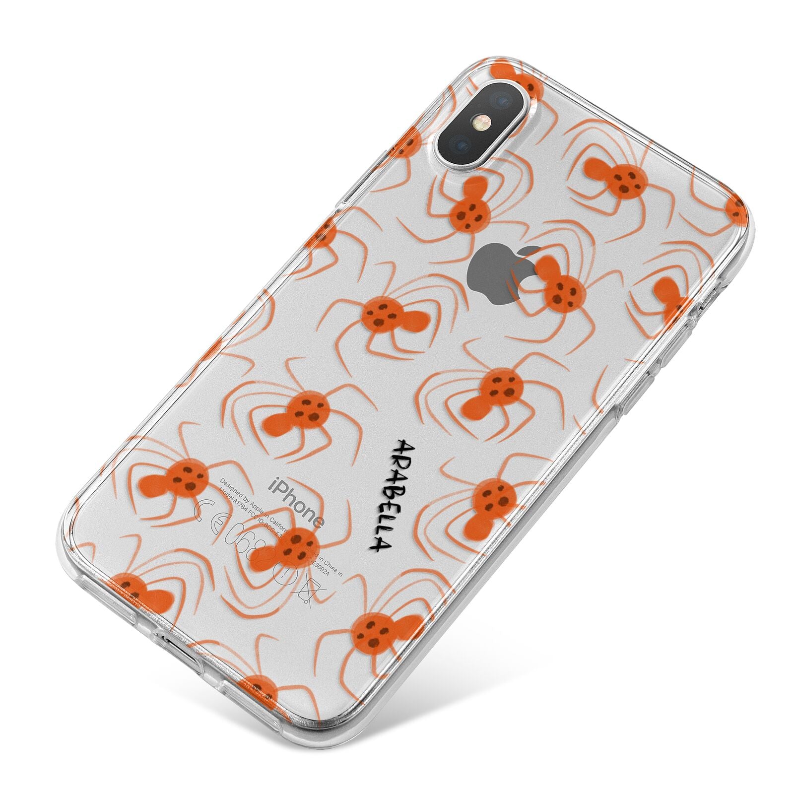 Orange Spiders Personalised iPhone X Bumper Case on Silver iPhone