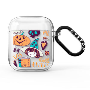 Orange and Blue Halloween Illustrations AirPods Case