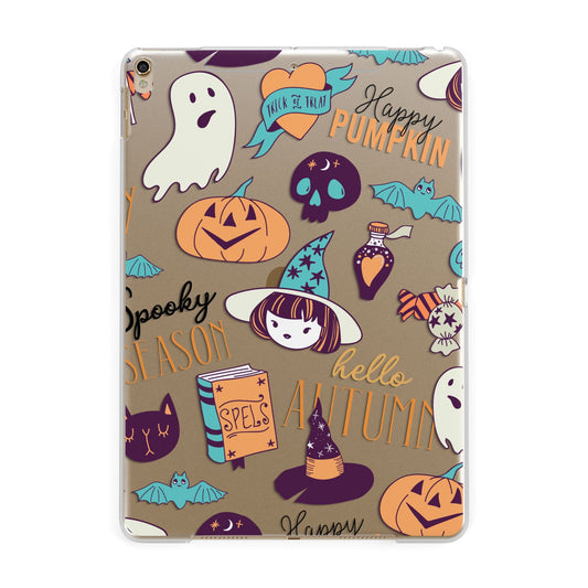 Orange and Blue Halloween Illustrations Apple iPad Gold Case