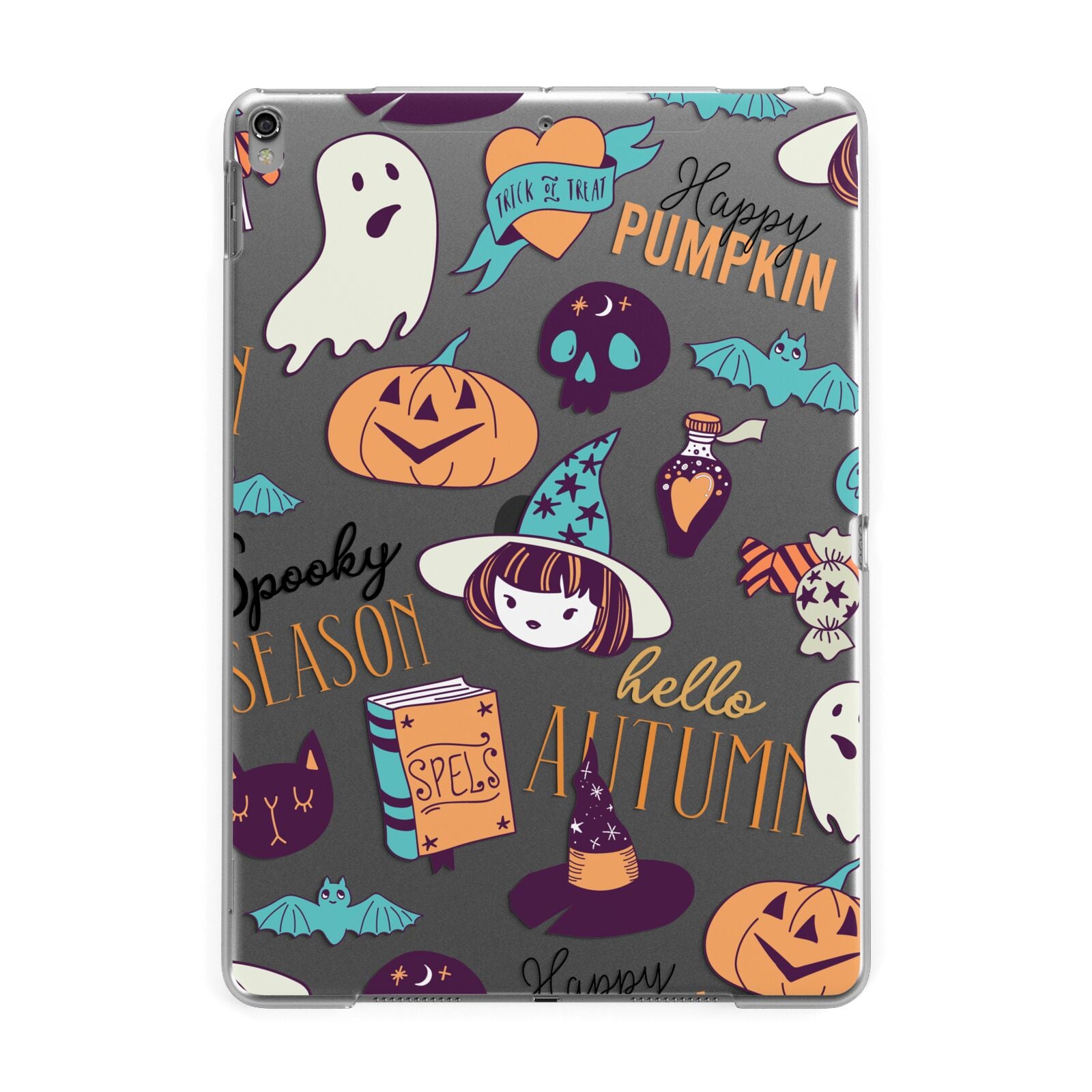 Orange and Blue Halloween Illustrations Apple iPad Grey Case