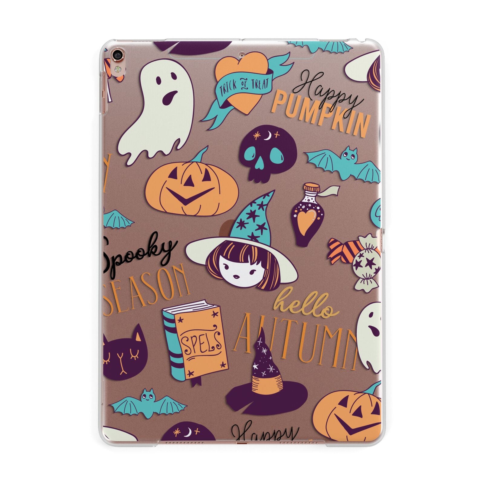 Orange and Blue Halloween Illustrations Apple iPad Rose Gold Case