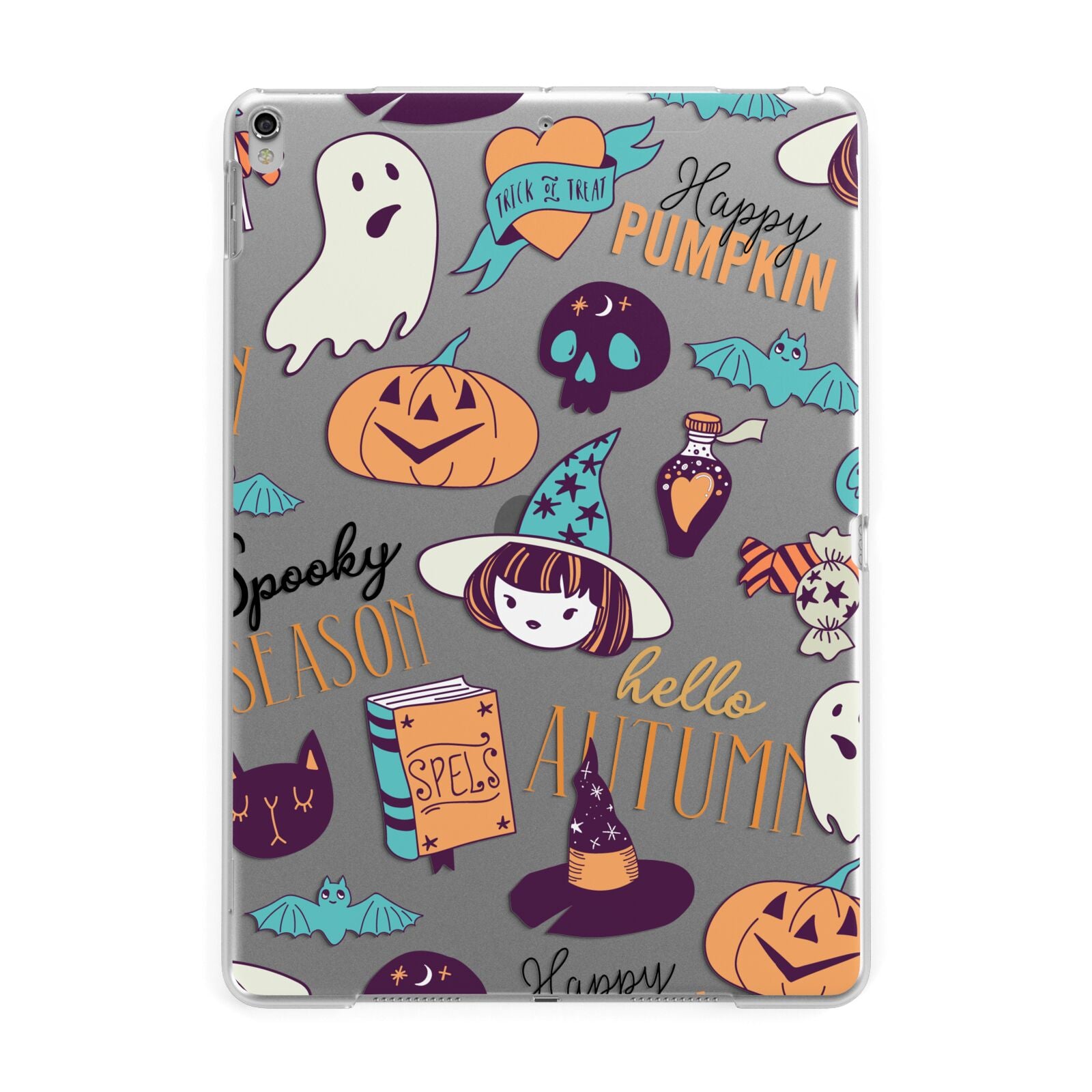 Orange and Blue Halloween Illustrations Apple iPad Silver Case