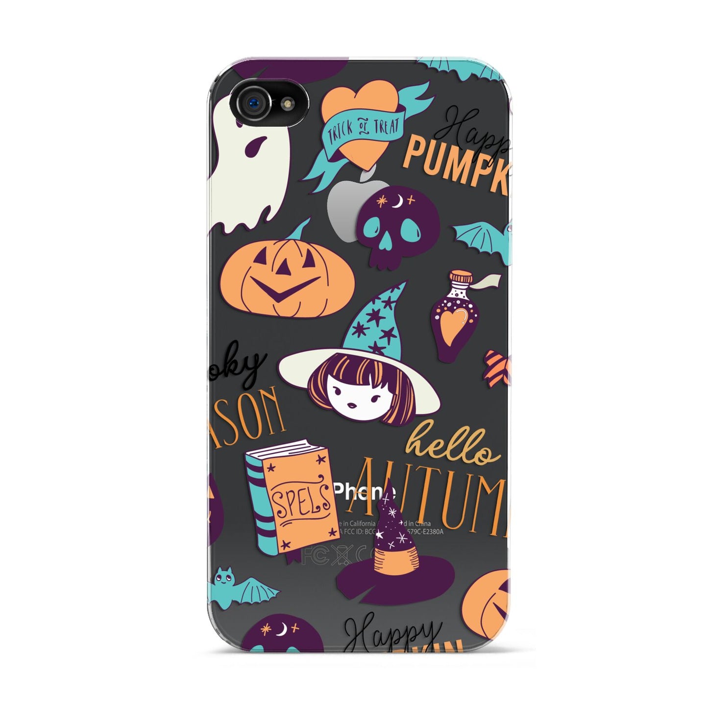 Orange and Blue Halloween Illustrations Apple iPhone 4s Case