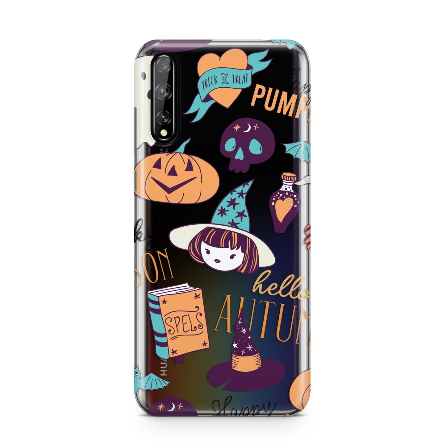 Orange and Blue Halloween Illustrations Huawei Enjoy 10s Phone Case