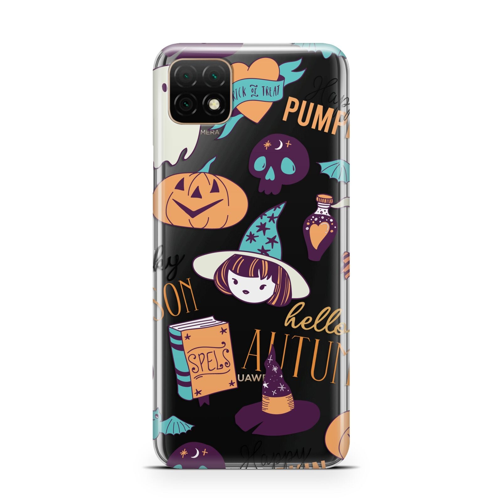 Orange and Blue Halloween Illustrations Huawei Enjoy 20 Phone Case