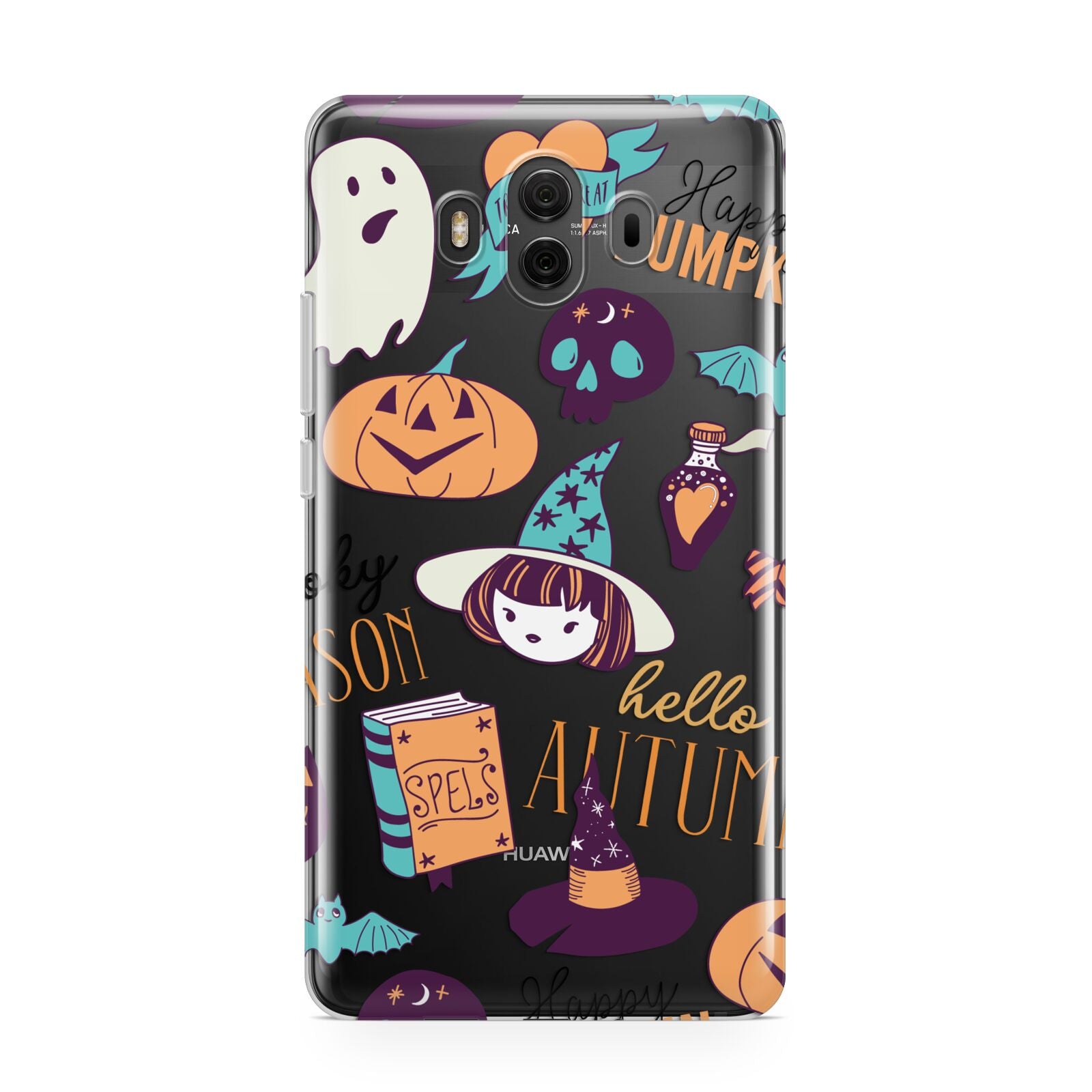 Orange and Blue Halloween Illustrations Huawei Mate 10 Protective Phone Case