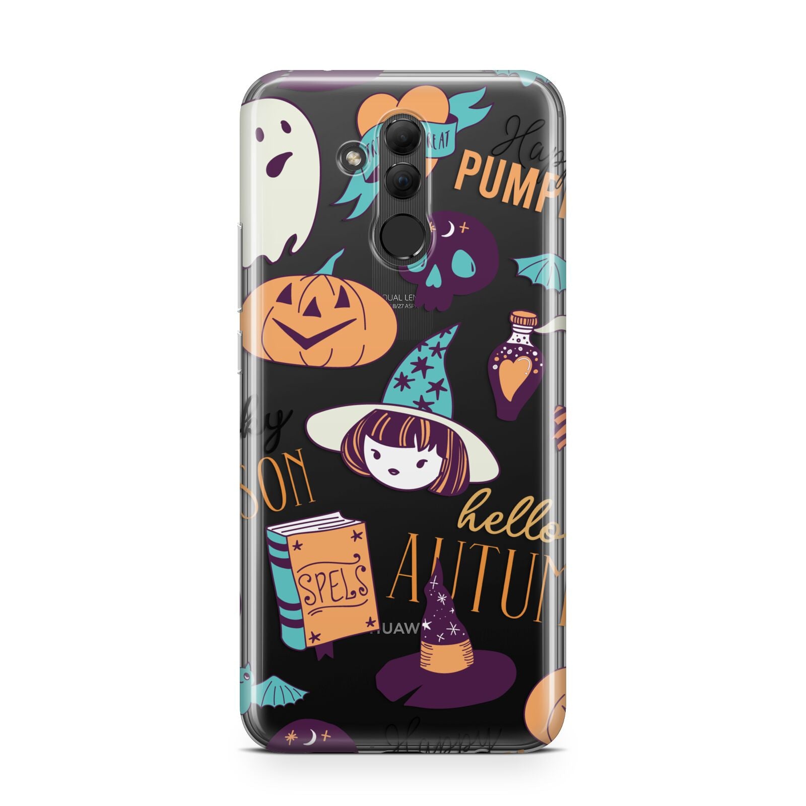 Orange and Blue Halloween Illustrations Huawei Mate 20 Lite