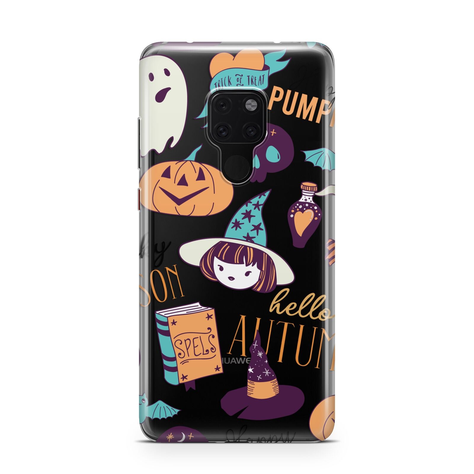 Orange and Blue Halloween Illustrations Huawei Mate 20 Phone Case