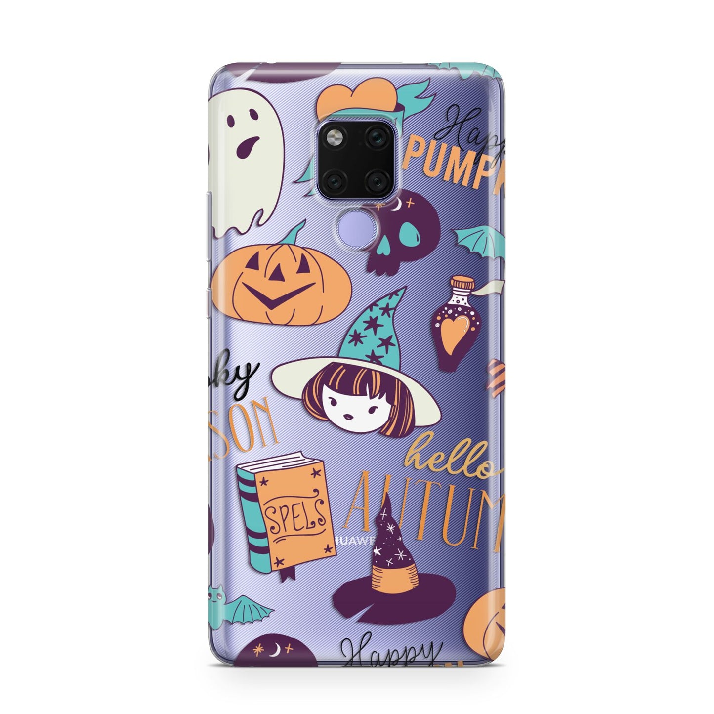 Orange and Blue Halloween Illustrations Huawei Mate 20X Phone Case