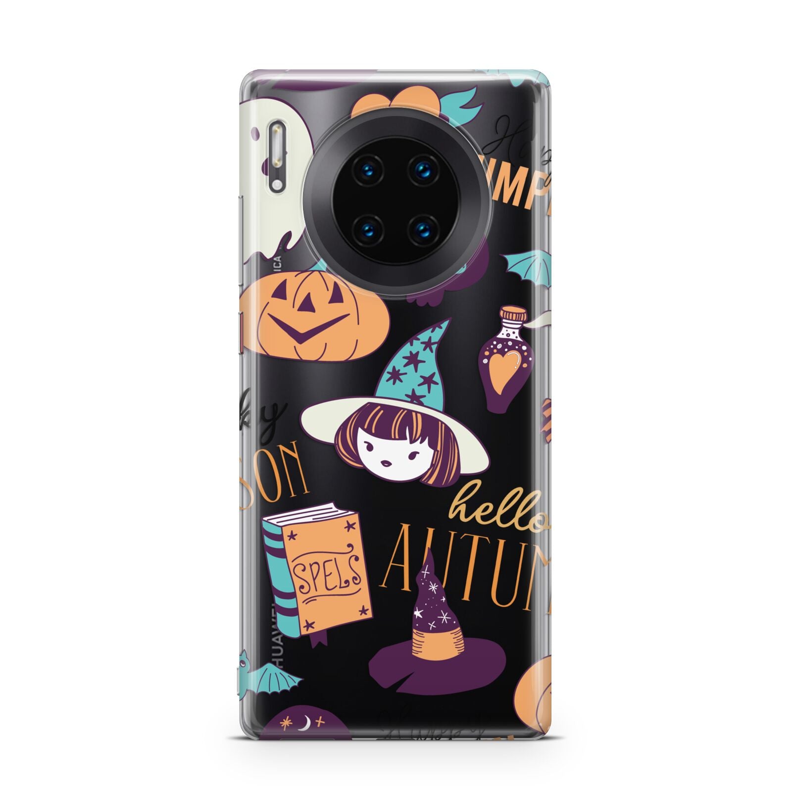 Orange and Blue Halloween Illustrations Huawei Mate 30 Pro Phone Case