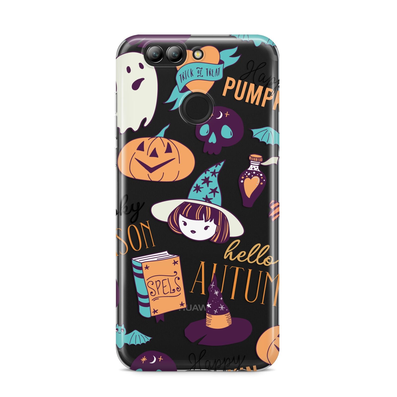 Orange and Blue Halloween Illustrations Huawei Nova 2s Phone Case