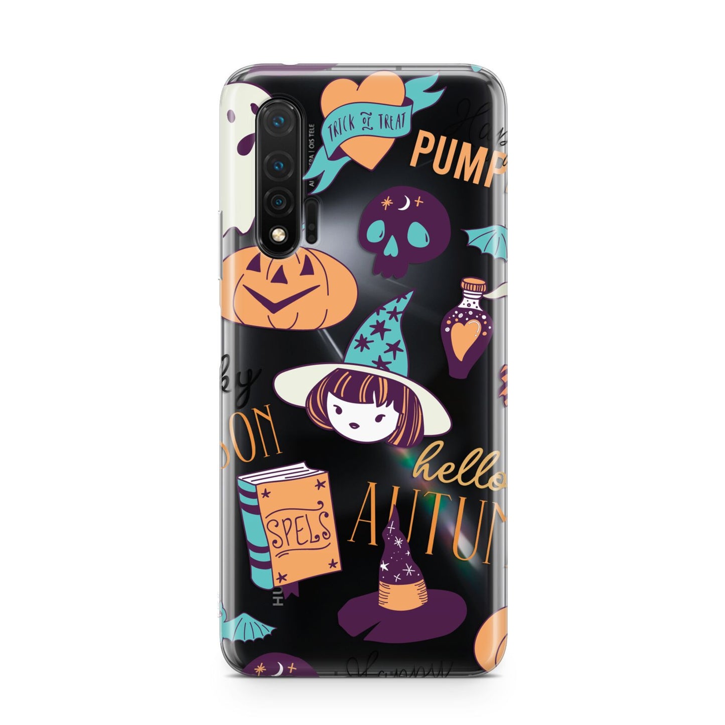 Orange and Blue Halloween Illustrations Huawei Nova 6 Phone Case